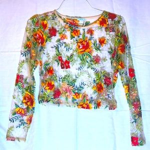 Kimchi Blue embroidered lace floral crop top NWOT